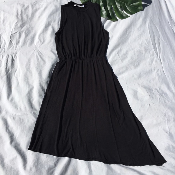 THREE DOTS | black knit dress w/ asymmetric hem - Picture 2 of 4